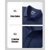 image:imageMAGCOMSEN Mens Polo Shirts with Pocket Cotton Pique Short Sleeve Collared Shirt Moisture Wicking Golf Shirts 3Button ShirtsNavy