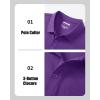 image:imageMAGCOMSEN Mens Polo Shirts with Pocket Cotton Pique Short Sleeve Collared Shirt Moisture Wicking Golf Shirts 3Button ShirtsPurple