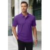 image:imageMAGCOMSEN Mens Polo Shirts with Pocket Cotton Pique Short Sleeve Collared Shirt Moisture Wicking Golf Shirts 3Button ShirtsPurple