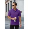 image:imageMAGCOMSEN Mens Polo Shirts with Pocket Cotton Pique Short Sleeve Collared Shirt Moisture Wicking Golf Shirts 3Button ShirtsPurple