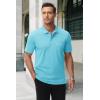 image:imageMAGCOMSEN Mens Polo Shirts with Pocket Cotton Pique Short Sleeve Collared Shirt Moisture Wicking Golf Shirts 3Button ShirtsSky Blue