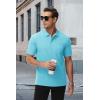 image:imageMAGCOMSEN Mens Polo Shirts with Pocket Cotton Pique Short Sleeve Collared Shirt Moisture Wicking Golf Shirts 3Button ShirtsSky Blue