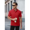 image:imageMAGCOMSEN Mens Polo Shirts with Pocket Cotton Pique Short Sleeve Collared Shirt Moisture Wicking Golf Shirts 3Button ShirtsTomato Red