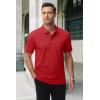 image:imageMAGCOMSEN Mens Polo Shirts with Pocket Cotton Pique Short Sleeve Collared Shirt Moisture Wicking Golf Shirts 3Button ShirtsTomato Red