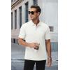 image:imageMAGCOMSEN Mens Polo Shirts with Pocket Cotton Pique Short Sleeve Collared Shirt Moisture Wicking Golf Shirts 3Button ShirtsWhite