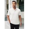 image:imageMAGCOMSEN Mens Polo Shirts with Pocket Cotton Pique Short Sleeve Collared Shirt Moisture Wicking Golf Shirts 3Button ShirtsWhite