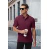 image:imageMAGCOMSEN Mens Polo Shirts with Pocket Cotton Pique Short Sleeve Collared Shirt Moisture Wicking Golf Shirts 3Button ShirtsWine Red