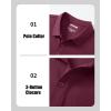 image:imageMAGCOMSEN Mens Polo Shirts with Pocket Cotton Pique Short Sleeve Collared Shirt Moisture Wicking Golf Shirts 3Button ShirtsWine Red