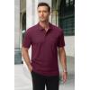 image:imageMAGCOMSEN Mens Polo Shirts with Pocket Cotton Pique Short Sleeve Collared Shirt Moisture Wicking Golf Shirts 3Button ShirtsWine Red