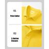 image:imageMAGCOMSEN Mens Polo Shirts with Pocket Cotton Pique Short Sleeve Collared Shirt Moisture Wicking Golf Shirts 3Button ShirtsYellow