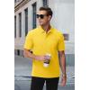 image:imageMAGCOMSEN Mens Polo Shirts with Pocket Cotton Pique Short Sleeve Collared Shirt Moisture Wicking Golf Shirts 3Button ShirtsYellow