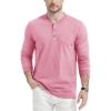 image:imageMAGCOMSEN Long Sleeve Henley Shirts for Mens Fall Shirts Cotton Casual Shirts Grey Pink L