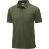 image:imageMAGCOMSEN Mens Polo Shirts with Pocket Cotton Pique Short Sleeve Collared Shirt Moisture Wicking Golf Shirts 3Button ShirtsArmy Green