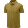 image:imageMAGCOMSEN Mens Polo Shirts with Pocket Cotton Pique Short Sleeve Collared Shirt Moisture Wicking Golf Shirts 3Button ShirtsBrown