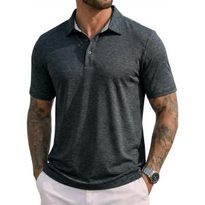 image:imageMAGCOMSEN Mens Short Sleeve Polo Golf Shirts 3Button Moisture Wicking Athletic TShirts Casual Collared Shirt1 Black