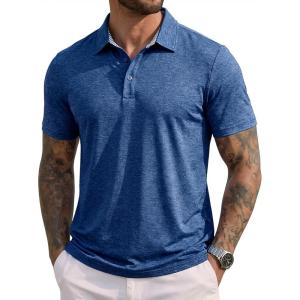 image:imageMAGCOMSEN Mens Short Sleeve Polo Golf Shirts 3Button Moisture Wicking Athletic TShirts Casual Collared Shirt4 Dark Blue