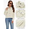 image:imageMAGCOMSEN Womens Corduroy Jacket Fashion Cropped Jackets Button Down Shacket Long Sleeve Outerwear with Flap PocketsBeige