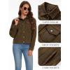 image:imageMAGCOMSEN Womens Corduroy Jacket Fashion Cropped Jackets Button Down Shacket Long Sleeve Outerwear with Flap PocketsCoffee
