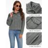 image:imageMAGCOMSEN Womens Corduroy Jacket Fashion Cropped Jackets Button Down Shacket Long Sleeve Outerwear with Flap PocketsDark Grey