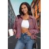 image:imageMAGCOMSEN Womens Corduroy Jacket Fashion Cropped Jackets Button Down Shacket Long Sleeve Outerwear with Flap PocketsGrayish Purple