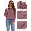 image:imageMAGCOMSEN Womens Corduroy Jacket Fashion Cropped Jackets Button Down Shacket Long Sleeve Outerwear with Flap PocketsGrayish Purple