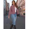 image:imageMAGCOMSEN Womens Corduroy Jacket Fashion Cropped Jackets Button Down Shacket Long Sleeve Outerwear with Flap PocketsGrayish Purple