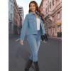 image:imageMAGCOMSEN Womens Corduroy Jacket Fashion Cropped Jackets Button Down Shacket Long Sleeve Outerwear with Flap PocketsLight Blue