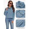 image:imageMAGCOMSEN Womens Corduroy Jacket Fashion Cropped Jackets Button Down Shacket Long Sleeve Outerwear with Flap PocketsLight Blue