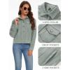 image:imageMAGCOMSEN Womens Corduroy Jacket Fashion Cropped Jackets Button Down Shacket Long Sleeve Outerwear with Flap PocketsLight Grey