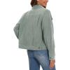 image:imageMAGCOMSEN Womens Corduroy Jacket Fashion Cropped Jackets Button Down Shacket Long Sleeve Outerwear with Flap PocketsLight Grey