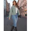 image:imageMAGCOMSEN Womens Corduroy Jacket Fashion Cropped Jackets Button Down Shacket Long Sleeve Outerwear with Flap PocketsLight Grey