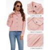 image:imageMAGCOMSEN Womens Corduroy Jacket Fashion Cropped Jackets Button Down Shacket Long Sleeve Outerwear with Flap PocketsLight Pink