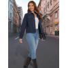 image:imageMAGCOMSEN Womens Corduroy Jacket Fashion Cropped Jackets Button Down Shacket Long Sleeve Outerwear with Flap PocketsNavy