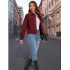 image:imageMAGCOMSEN Womens Corduroy Jacket Fashion Cropped Jackets Button Down Shacket Long Sleeve Outerwear with Flap PocketsWine Red