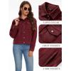 image:imageMAGCOMSEN Womens Corduroy Jacket Fashion Cropped Jackets Button Down Shacket Long Sleeve Outerwear with Flap PocketsWine Red