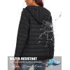 image:imageMAGCOMSEN Womens Hooded Puffer Jacket Lightweight Quilted Padded Coat 4 Pockets Zipup Winter Warm OuterwearAblack