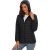 image:imageMAGCOMSEN Womens Hooded Puffer Jacket Lightweight Quilted Padded Coat 4 Pockets Zipup Winter Warm OuterwearAblack