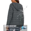 image:imageMAGCOMSEN Womens Hooded Puffer Jacket Lightweight Quilted Padded Coat 4 Pockets Zipup Winter Warm OuterwearAdark Grey