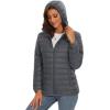 image:imageMAGCOMSEN Womens Hooded Puffer Jacket Lightweight Quilted Padded Coat 4 Pockets Zipup Winter Warm OuterwearAdark Grey