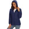 image:imageMAGCOMSEN Womens Hooded Puffer Jacket Lightweight Quilted Padded Coat 4 Pockets Zipup Winter Warm OuterwearAnavy Blue