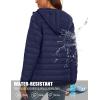 image:imageMAGCOMSEN Womens Hooded Puffer Jacket Lightweight Quilted Padded Coat 4 Pockets Zipup Winter Warm OuterwearAnavy Blue