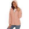 image:imageMAGCOMSEN Womens Hooded Puffer Jacket Lightweight Quilted Padded Coat 4 Pockets Zipup Winter Warm OuterwearApricot