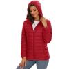 image:imageMAGCOMSEN Womens Hooded Puffer Jacket Lightweight Quilted Padded Coat 4 Pockets Zipup Winter Warm OuterwearAtomato Red