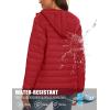 image:imageMAGCOMSEN Womens Hooded Puffer Jacket Lightweight Quilted Padded Coat 4 Pockets Zipup Winter Warm OuterwearAtomato Red