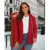 image:imageMAGCOMSEN Womens Hooded Puffer Jacket Lightweight Quilted Padded Coat 4 Pockets Zipup Winter Warm OuterwearAtomato Red