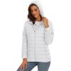image:imageMAGCOMSEN Womens Hooded Puffer Jacket Lightweight Quilted Padded Coat 4 Pockets Zipup Winter Warm OuterwearAwhite