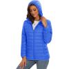 image:imageMAGCOMSEN Womens Hooded Puffer Jacket Lightweight Quilted Padded Coat 4 Pockets Zipup Winter Warm OuterwearAzure Blue