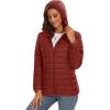 image:imageMAGCOMSEN Womens Hooded Puffer Jacket Lightweight Quilted Padded Coat 4 Pockets Zipup Winter Warm OuterwearDeep Orange