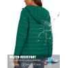 image:imageMAGCOMSEN Womens Hooded Puffer Jacket Lightweight Quilted Padded Coat 4 Pockets Zipup Winter Warm OuterwearEmerald Green
