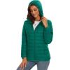 image:imageMAGCOMSEN Womens Hooded Puffer Jacket Lightweight Quilted Padded Coat 4 Pockets Zipup Winter Warm OuterwearEmerald Green